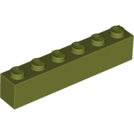 Lego kostka (kostička) 1x6, olivově zelená (6031134, 6020143)